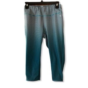 Ombré dark teal/gray stripe crop leggings